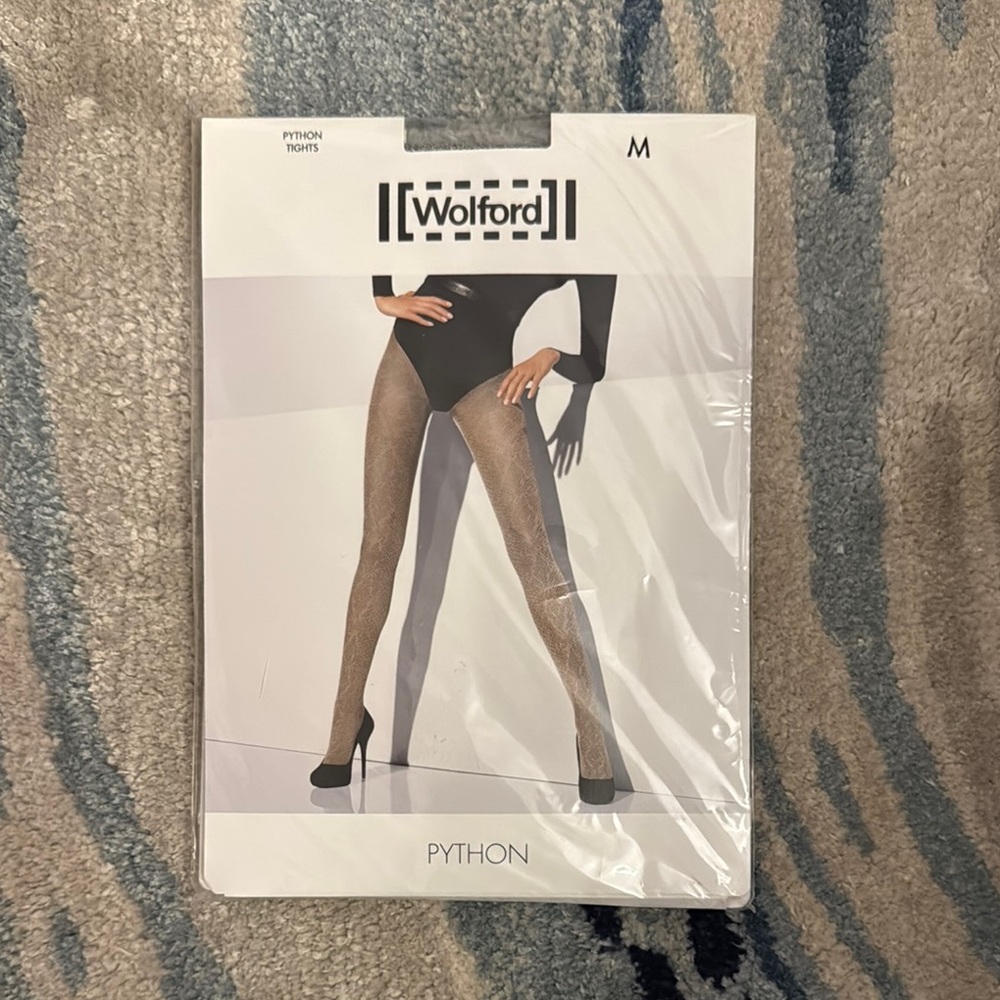 Wolford Python Patterned Tights In Black And Tan … - image 1